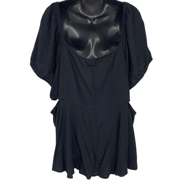 Torrid Plus Size Top Blouse 4 4X Black Ruched V-Neck Tunic Cut Out Side NWT New - Picture 5 of 8